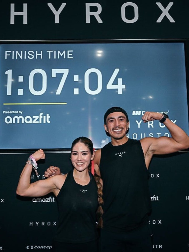 Two MOB athletes celebrating after HYROX Houston