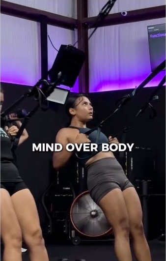 A MOB Fitness member training during a group session